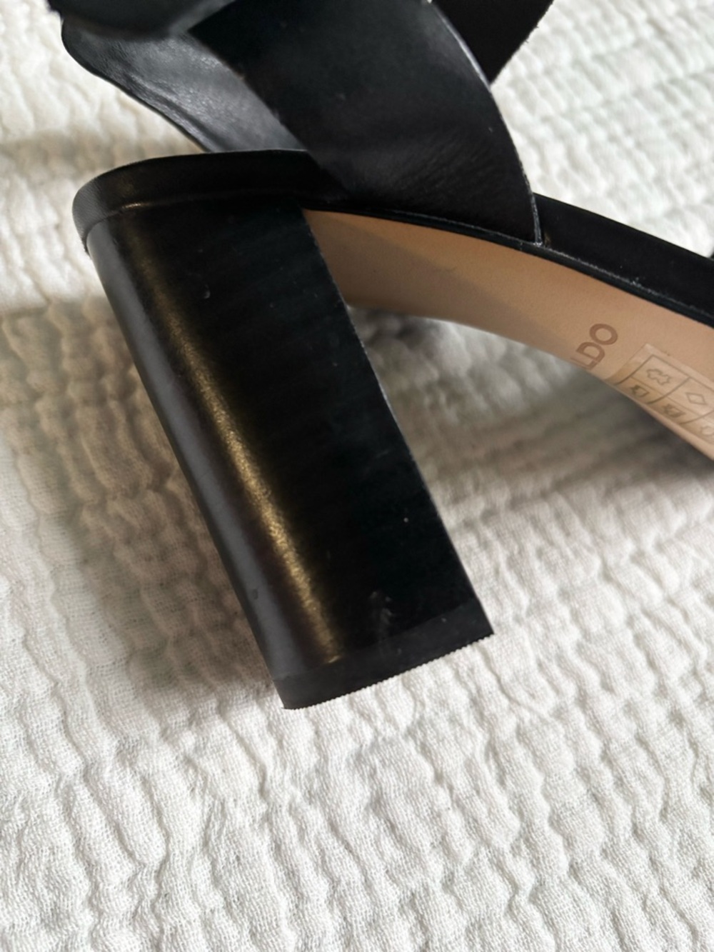 Aldo Caparosa Black Leather Block Heel Sandals - Picture 6 of 6